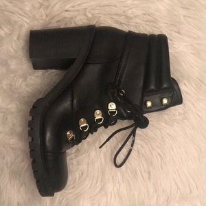 Guess high heel lace up boots worn once combat